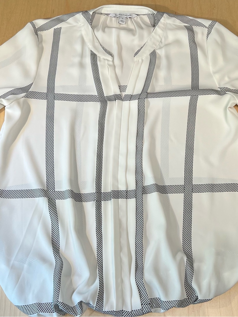 41 Hawthorn White Blouse with Black Windowpane Detail